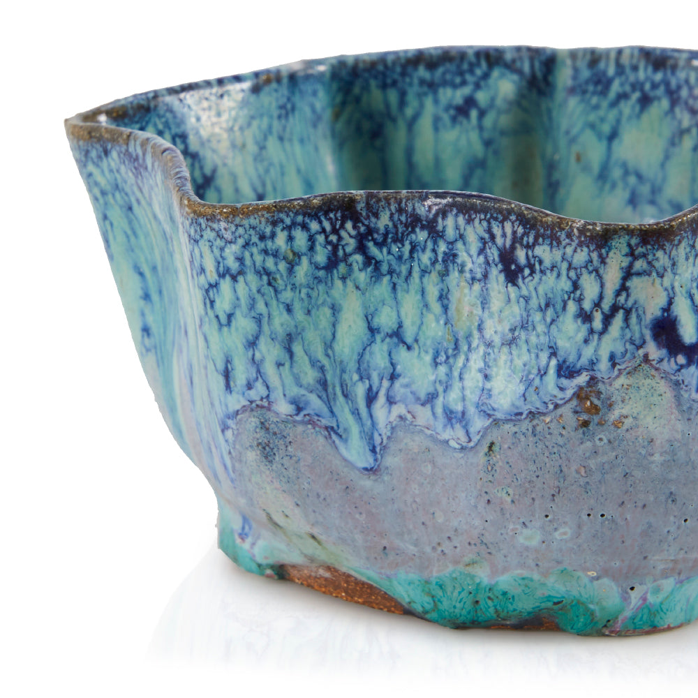 Blue Scalloped Ceramic Bowl (A+D)