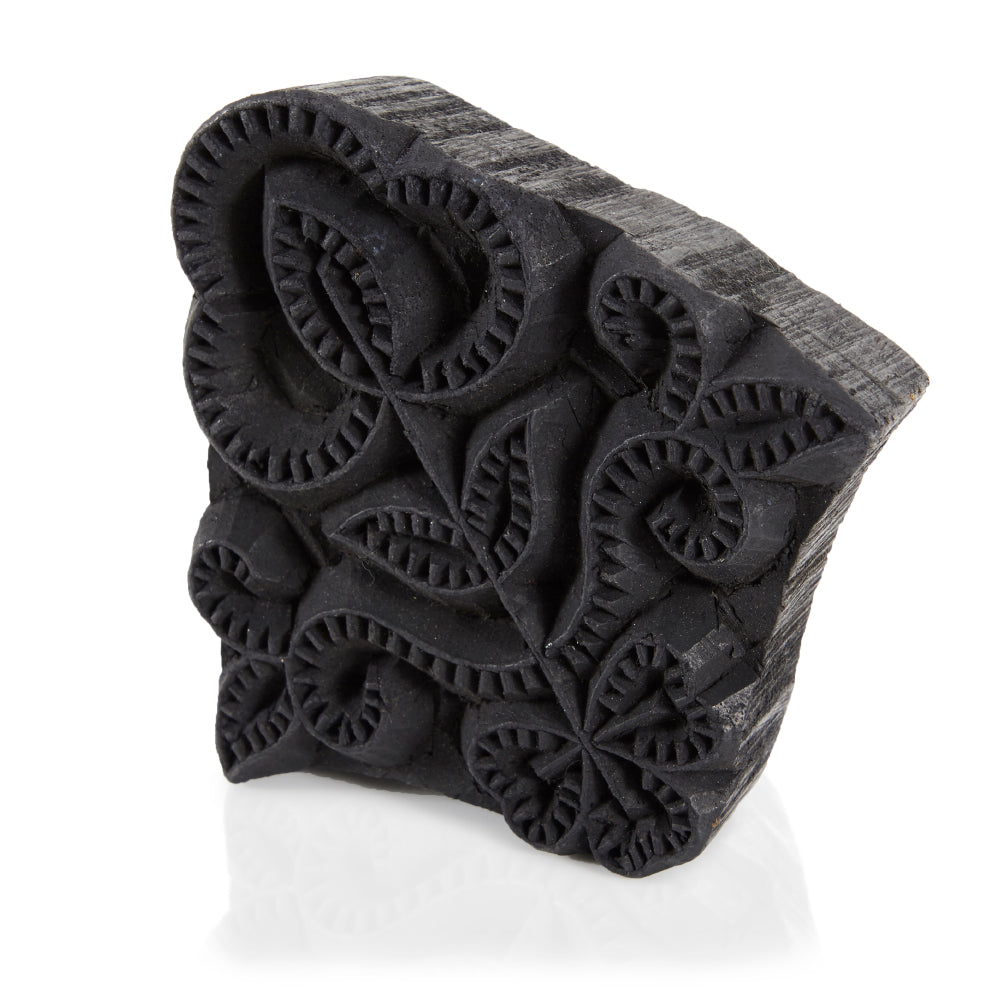Black Floral Wood Block (A+D)