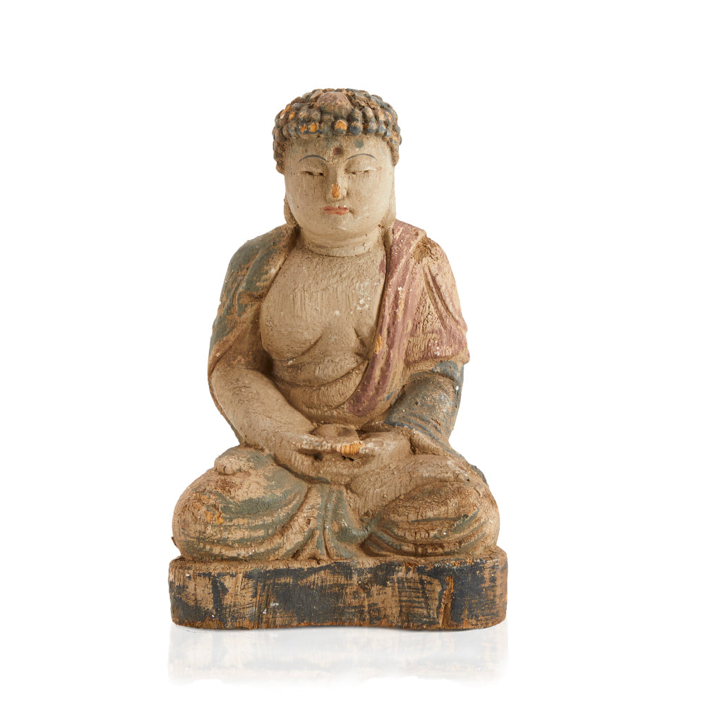 Grey Wood Buddha Sculpture (A+D)