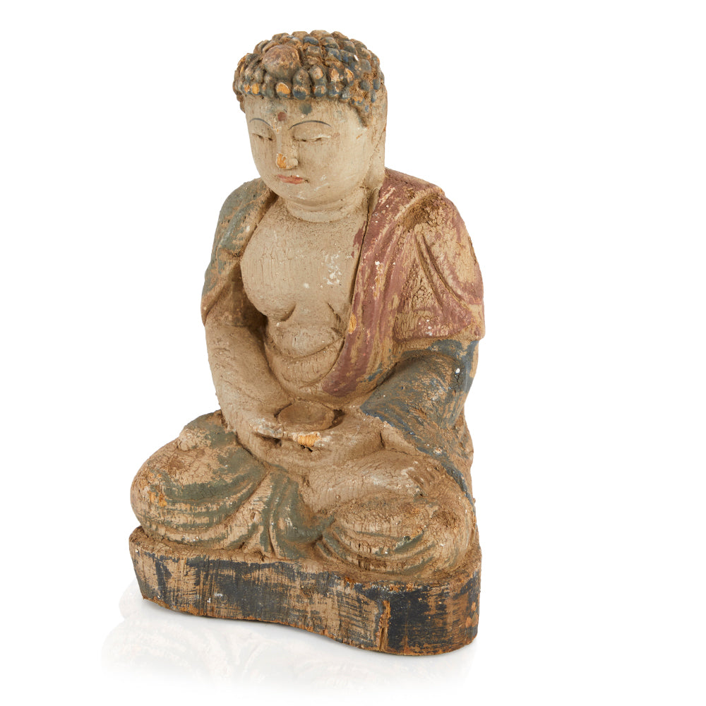 Grey Wood Buddha Sculpture (A+D)