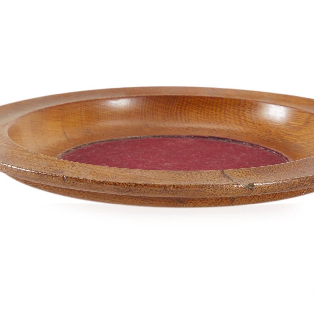 Wood Red Felt Circular Tray (A+D)