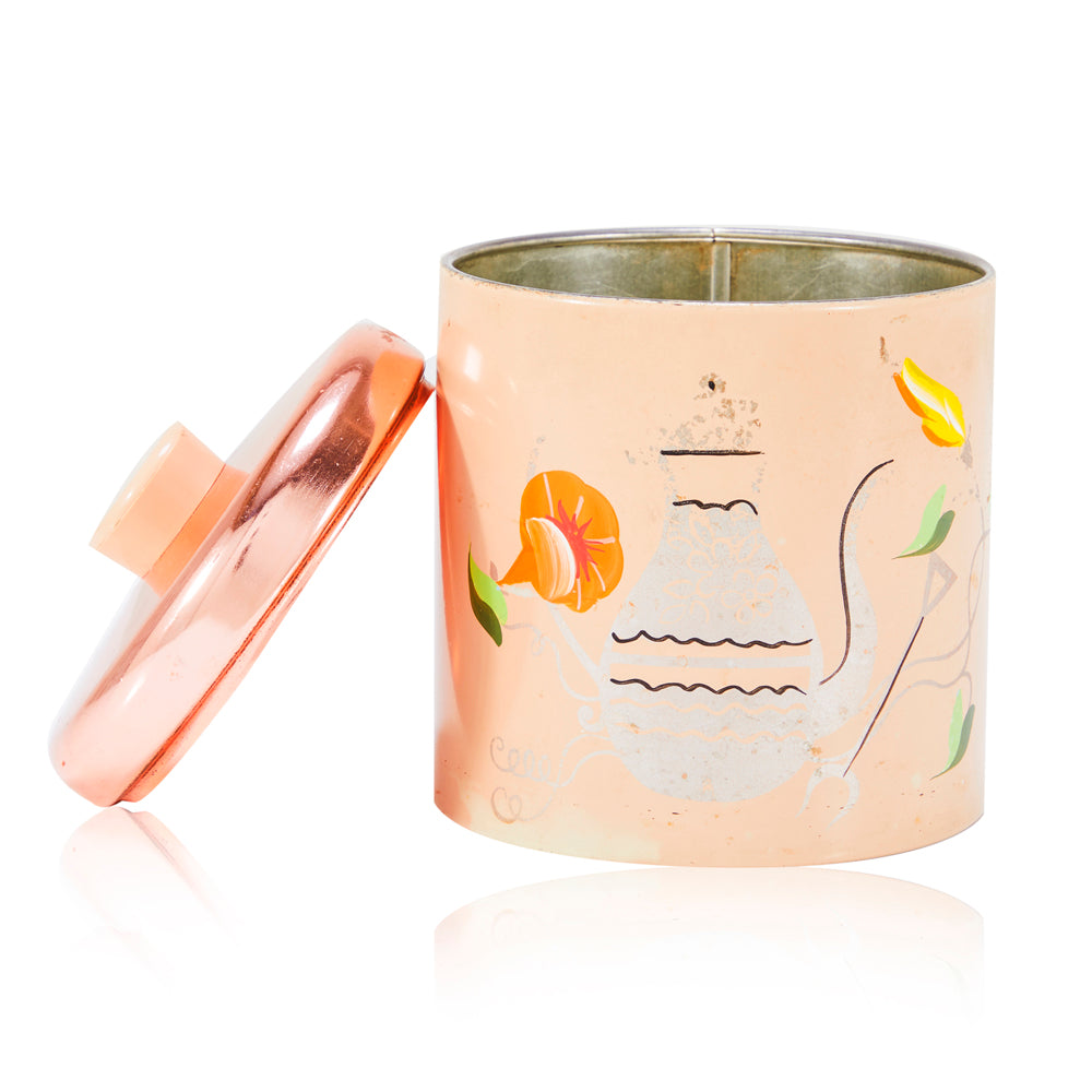 Peach Metal Cookie Jar - Medium Small (A+D)