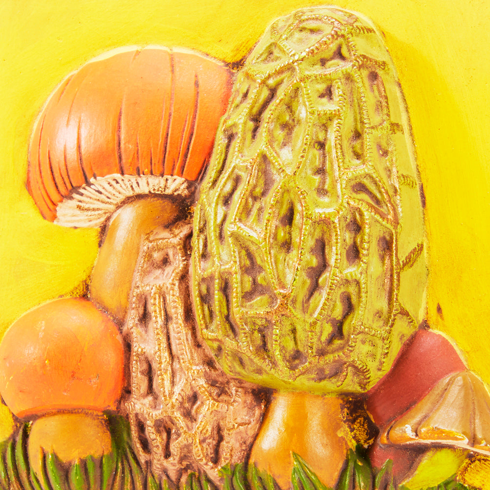 0088 (A+D) Yellow Ceramic Mushroom Art
