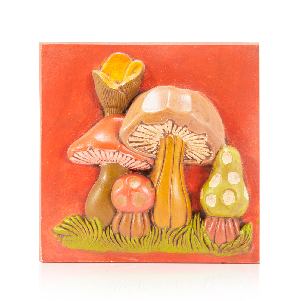 Red Ceramic Mushroom Art (A+D)