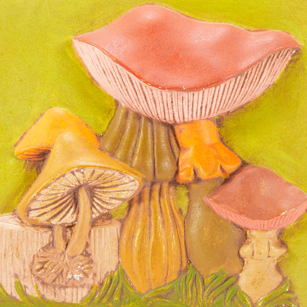 Green Ceramic Mushroom Art (A+D)