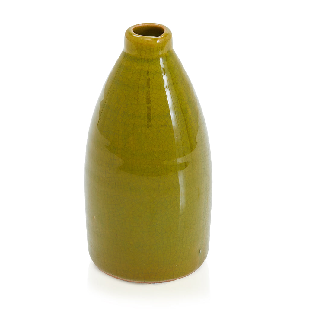 Green Olive Glazed Ceramic Vase (A+D)