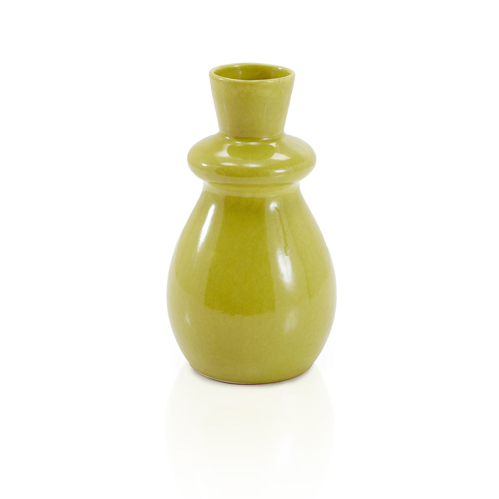 Green Yellow Glazed Ceramic Vase (A+D)