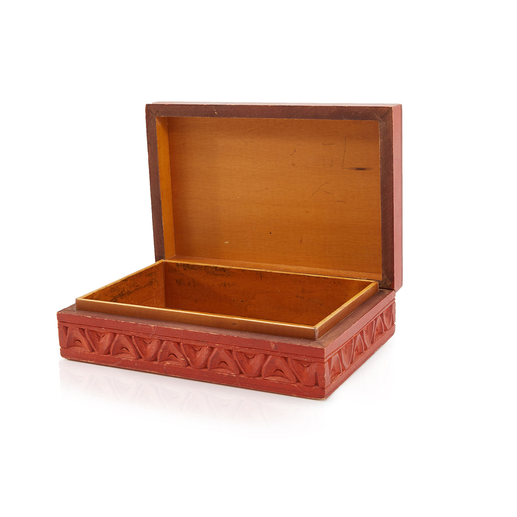 Red Carved Wood Box (A+D)