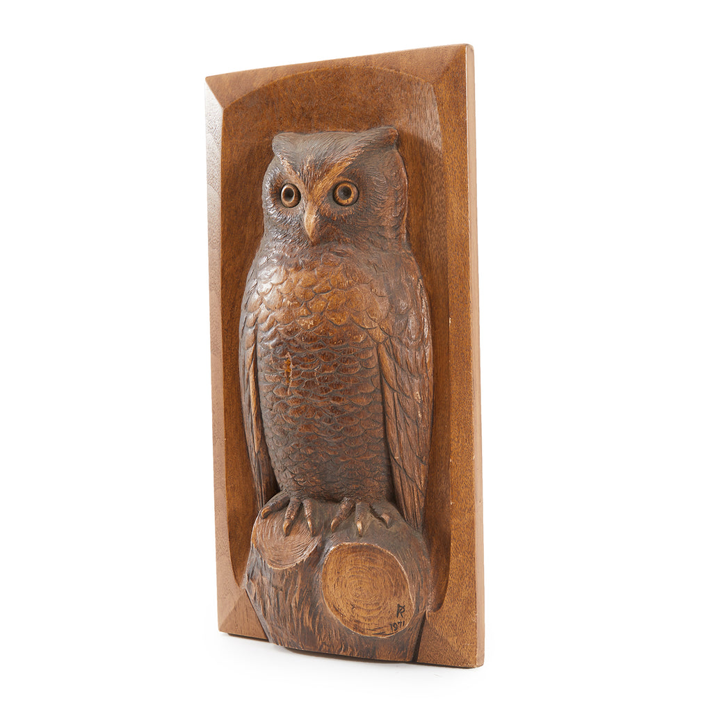 Carved Wood Owl Wall Art