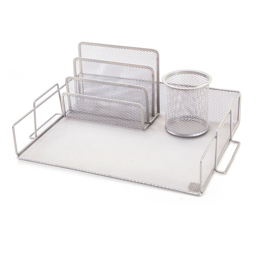 Silver Metal Mesh Desk Organizer (A+D)