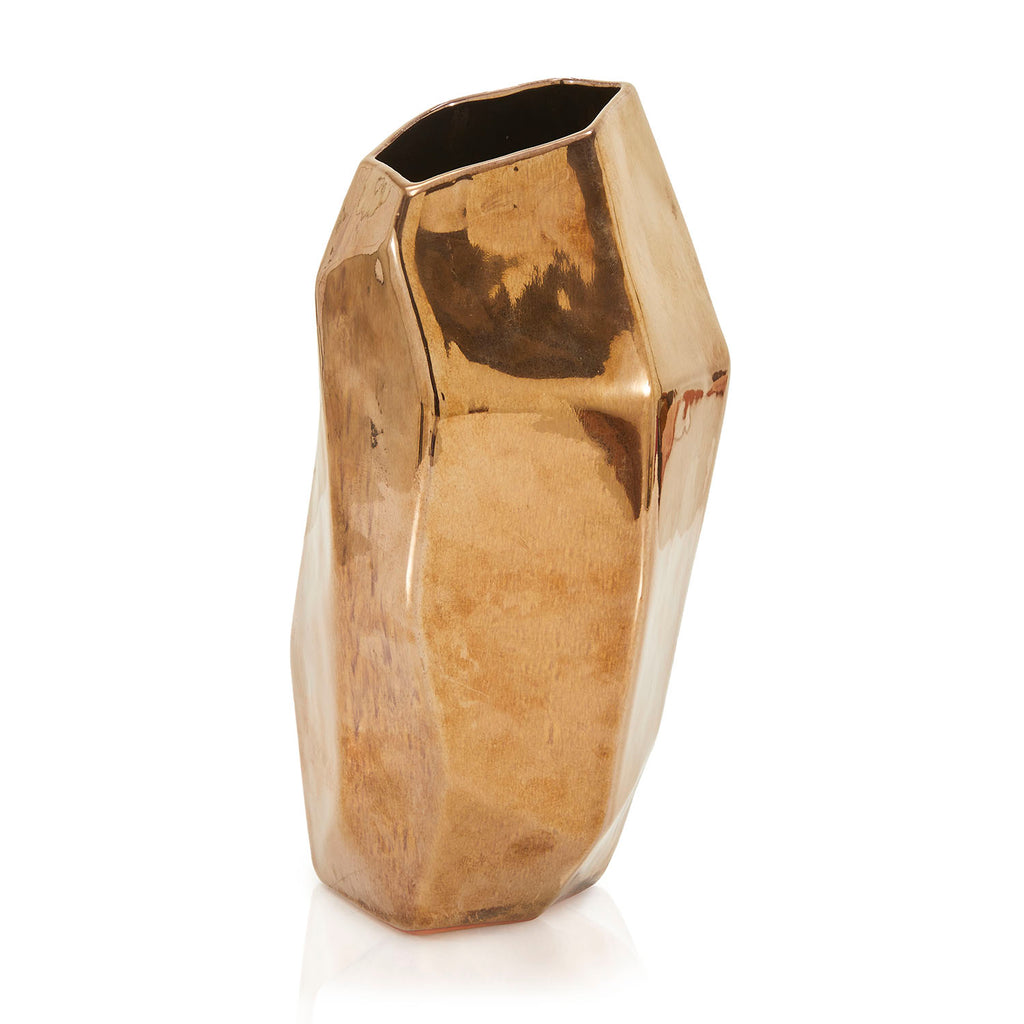 Gold Contemporary Faceted Vase (A+D)