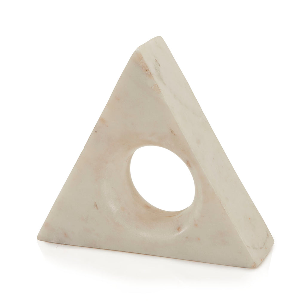 White Marble Triangle Sculpture (A+D)