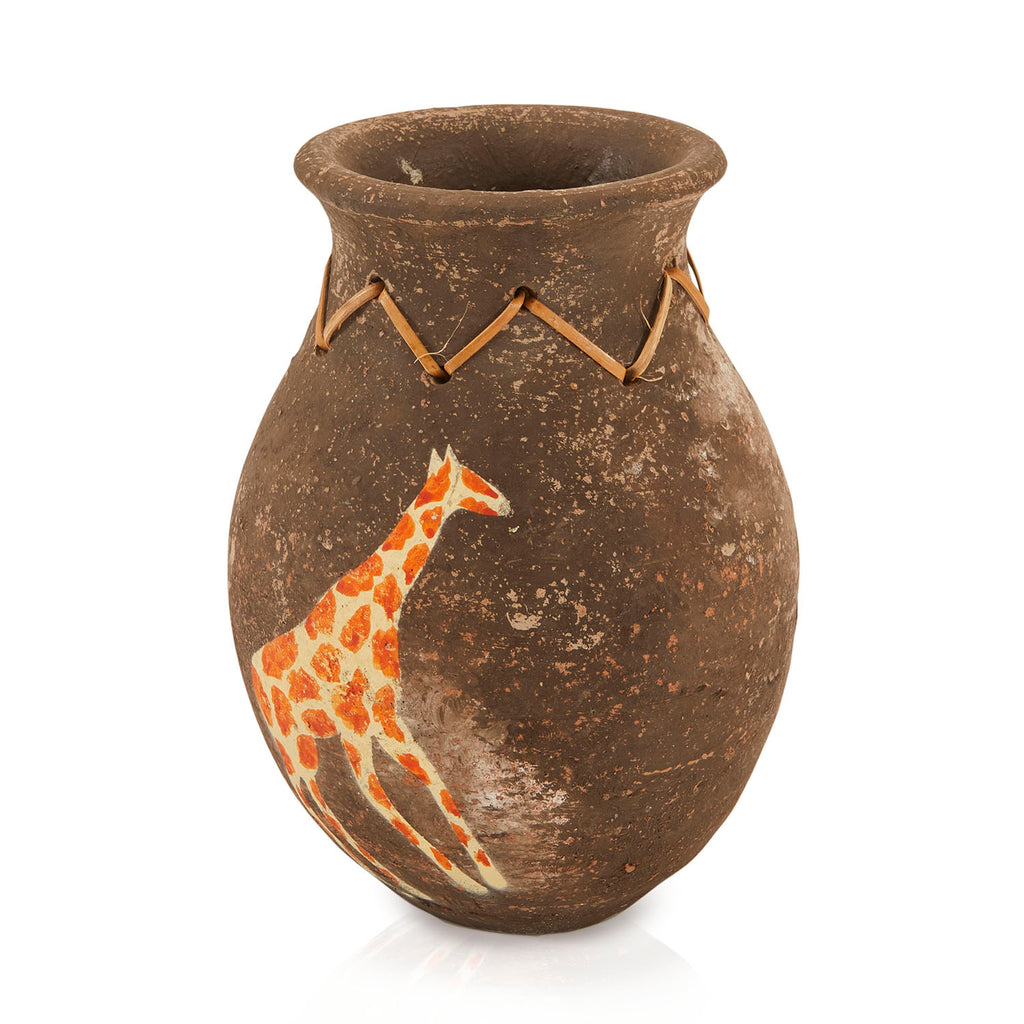 Brown Ceramic Urn (A+D)