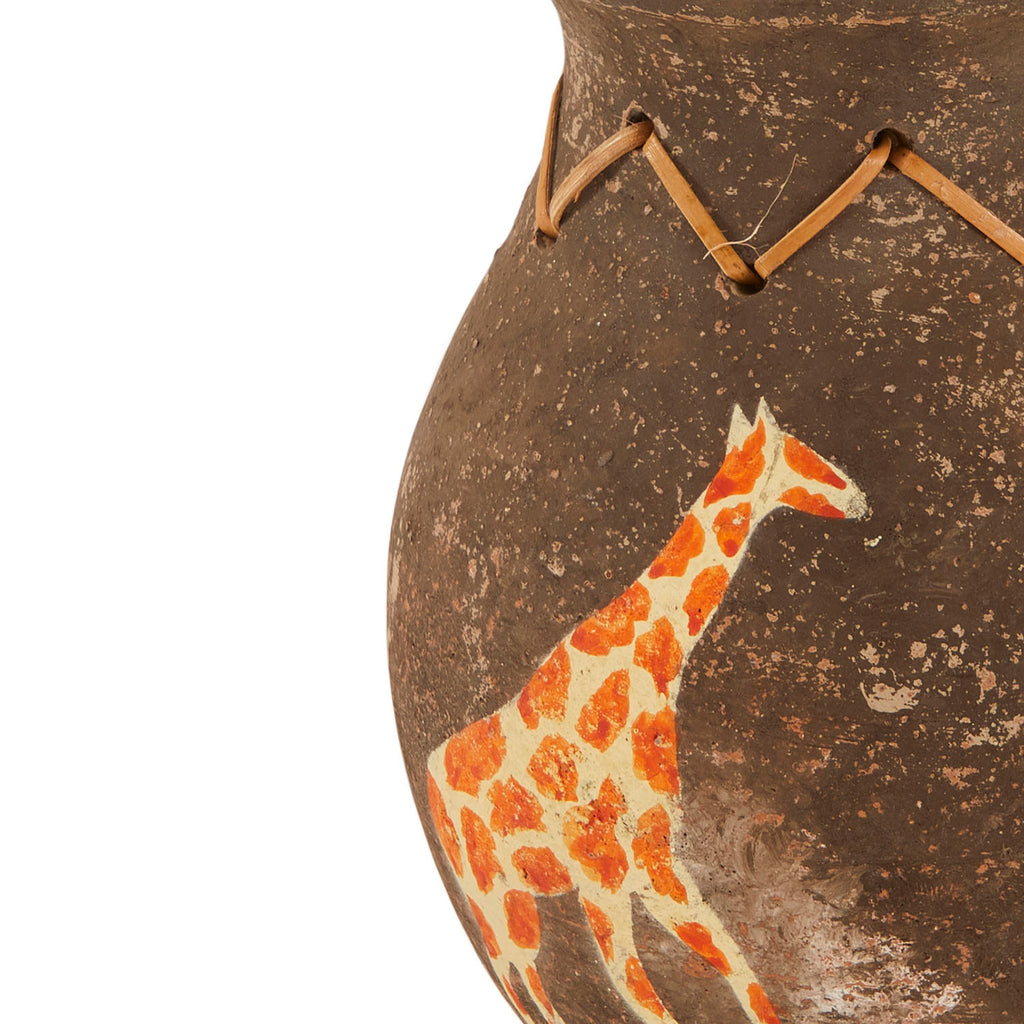 Brown Ceramic Urn (A+D)
