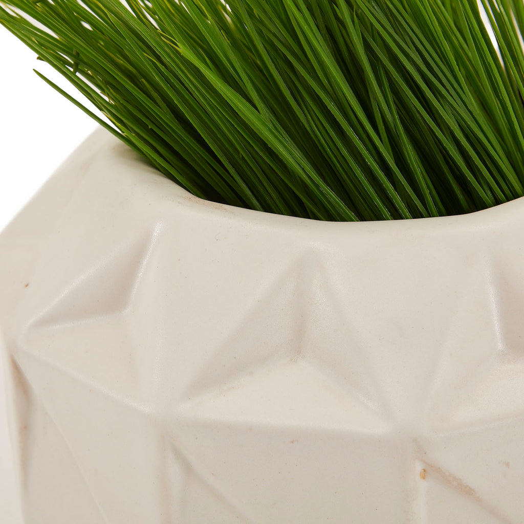 White Geometric Ceramic Planter (A+D)