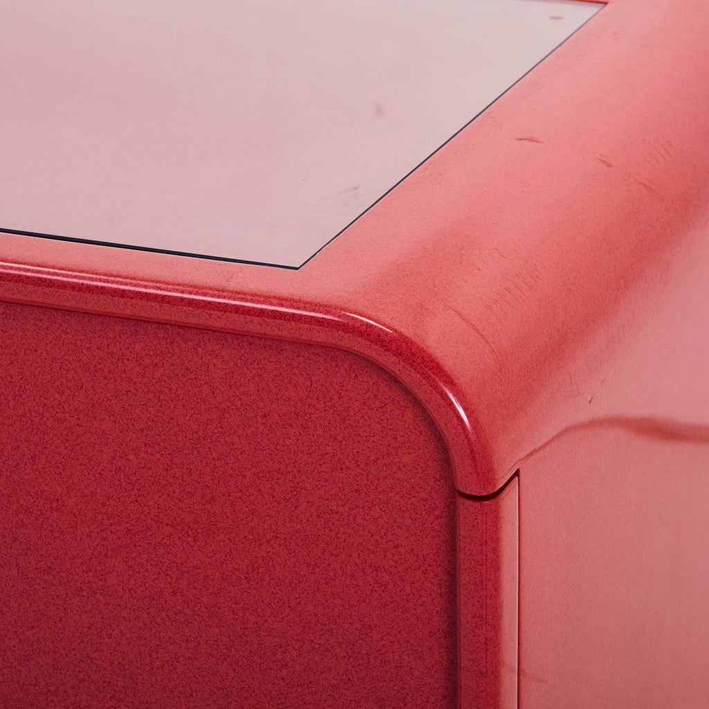 Rose Pink Lacquer Gold Trim Credenza