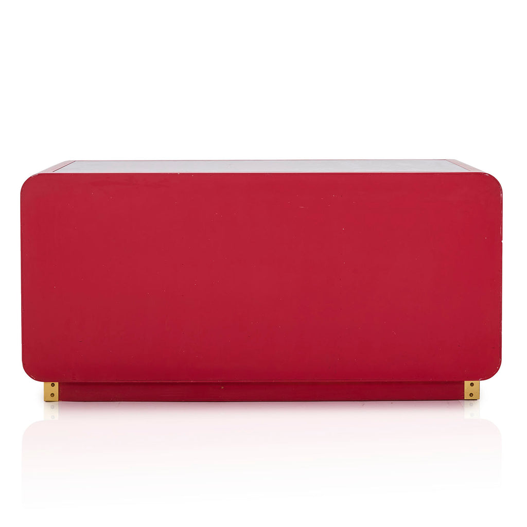 Rose Pink Lacquer Gold Trim Credenza