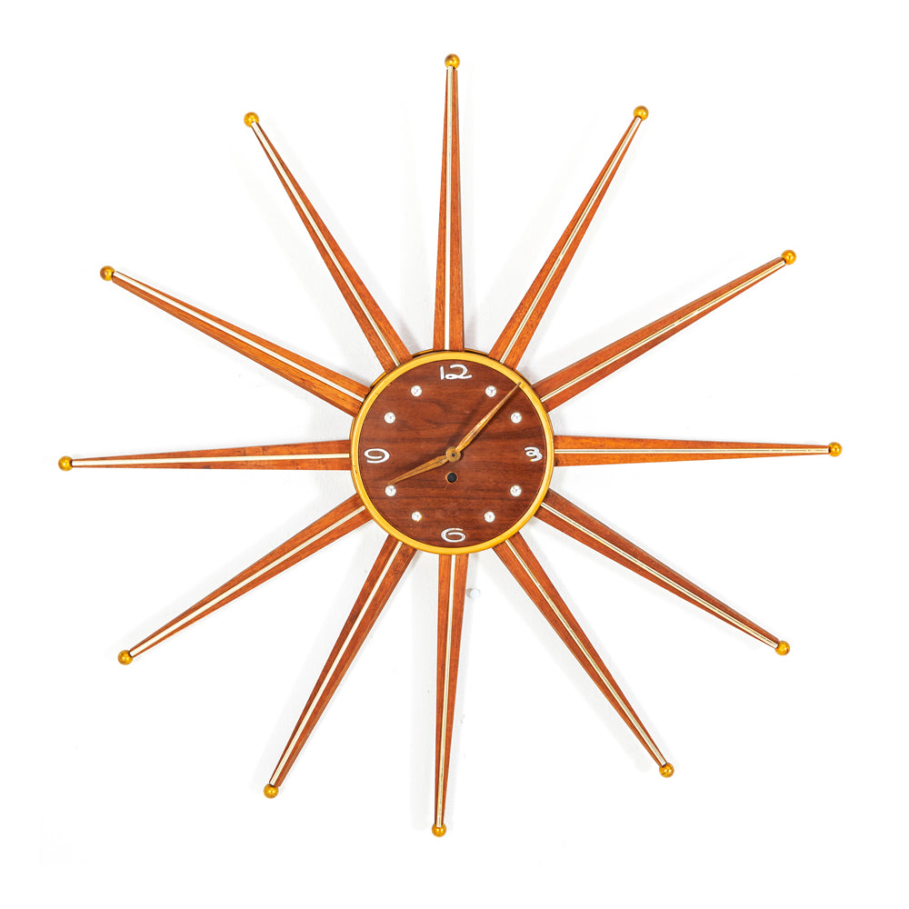Wooden Sunburst Wall Clock