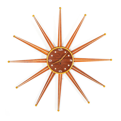 Wooden Sunburst Wall Clock