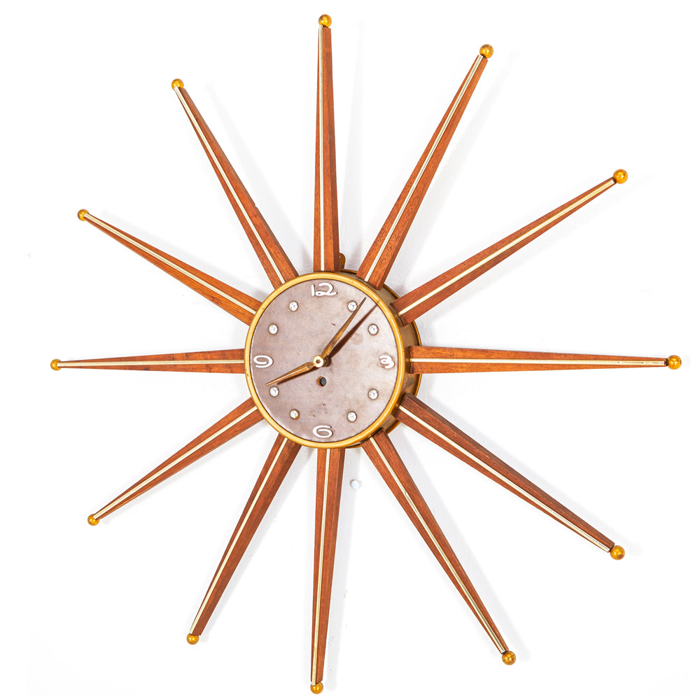 Wooden Sunburst Wall Clock