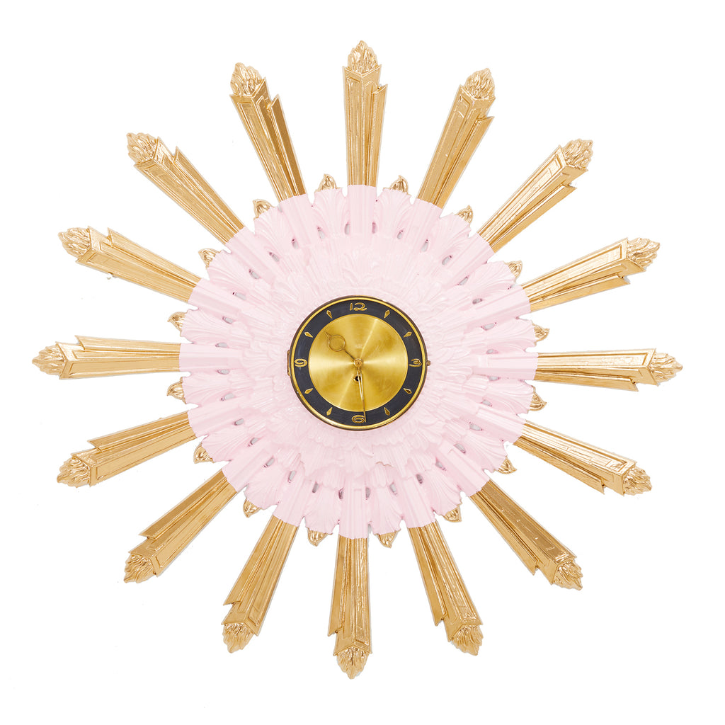 Pink and Gold Sunburst Wall Clock