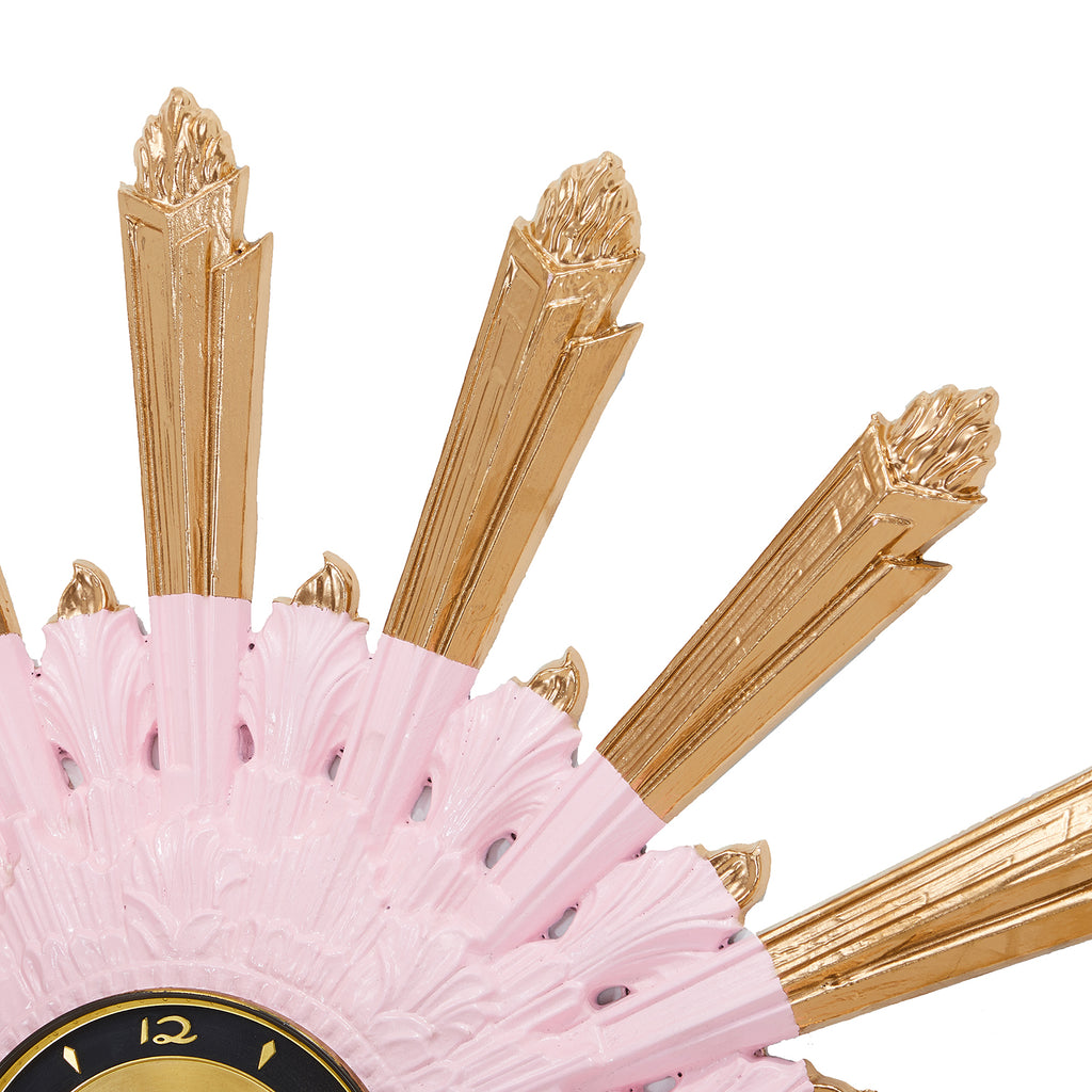 Pink and Gold Sunburst Wall Clock