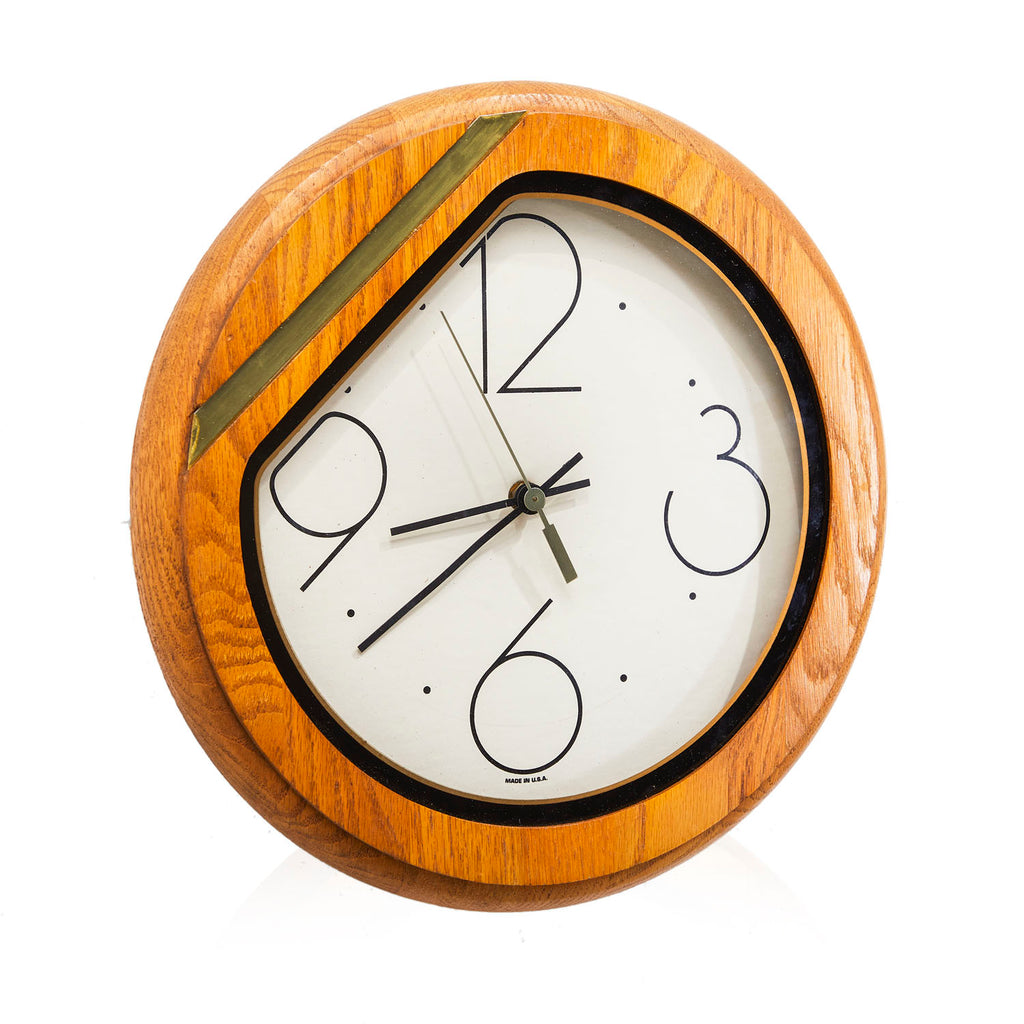 Wood 80's Circle Wall Clock