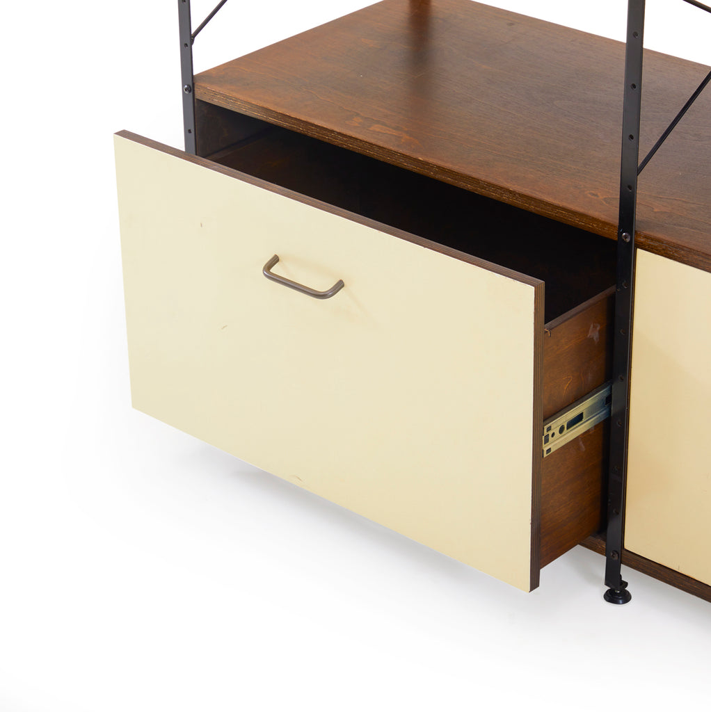 Cream and Wood 2-Level Case Study Shelving Unit