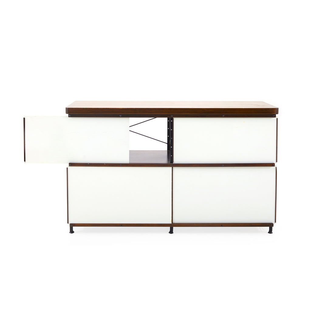 White & Walnut Four Section Cabinet