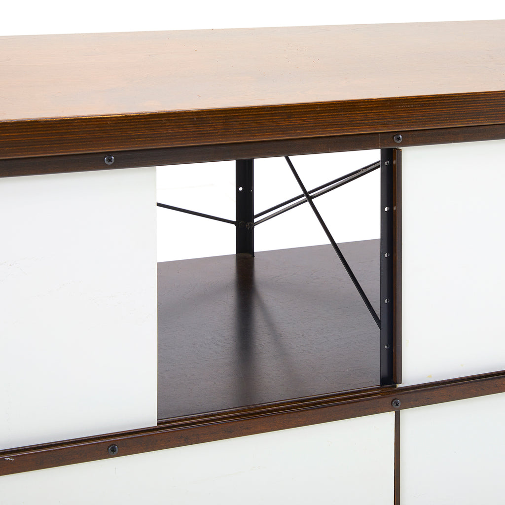 White & Walnut Four Section Cabinet