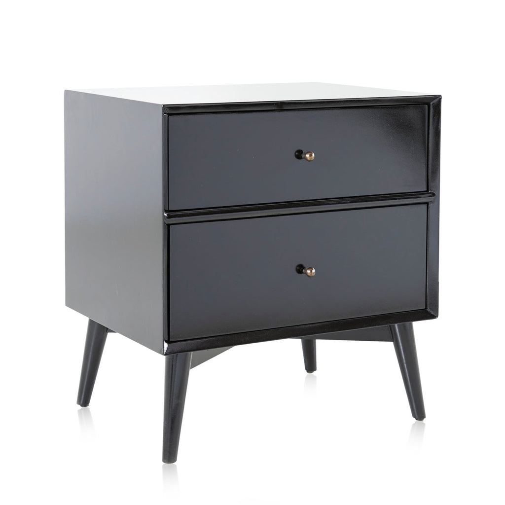Black Contemporary 2-Drawer Bedside Table
