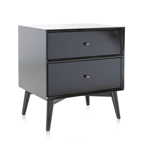 Black Contemporary 2-Drawer Bedside Table