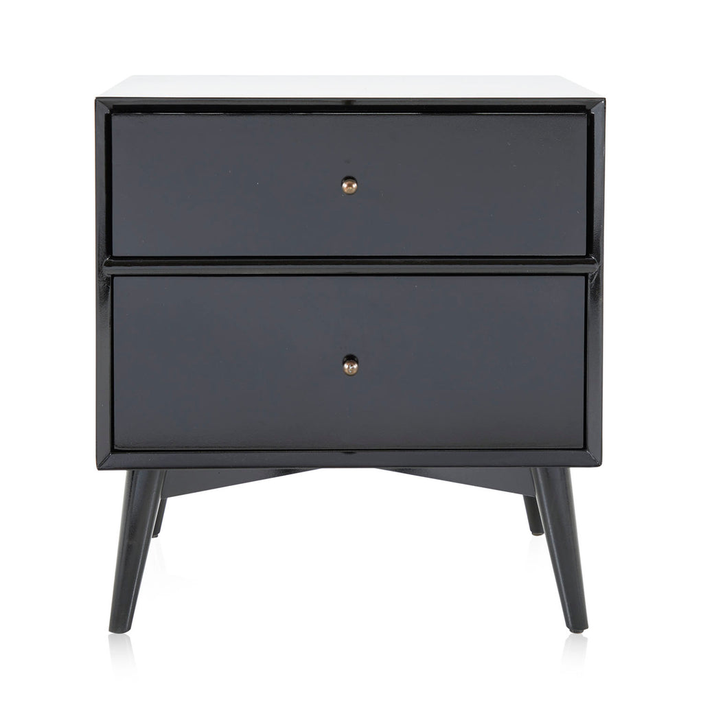 Black Contemporary 2-Drawer Bedside Table