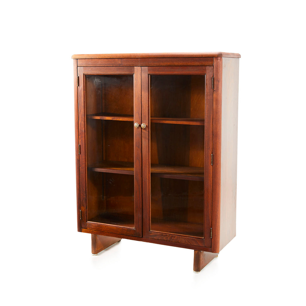 Glass Door Wood Short Bookshelf Cabinet