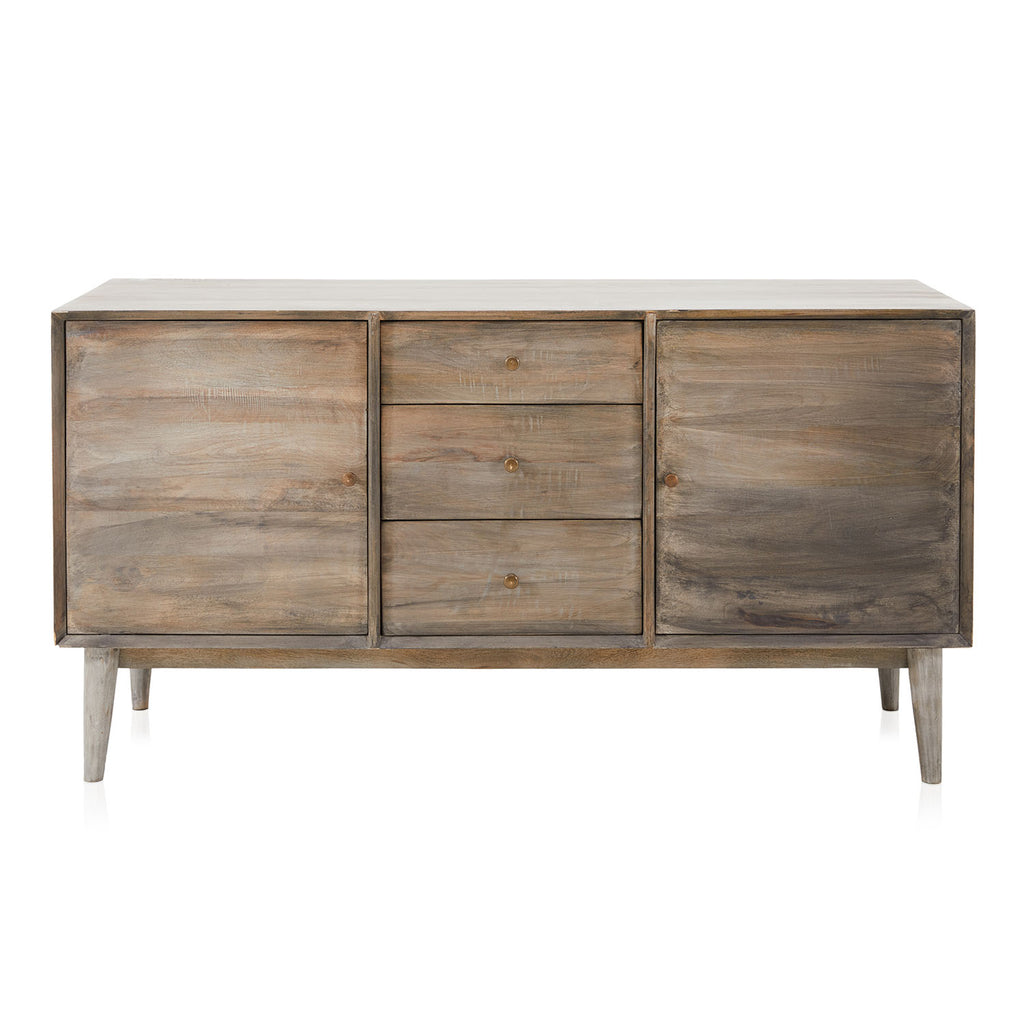 Contemporary Ash Grey Wood Credenza