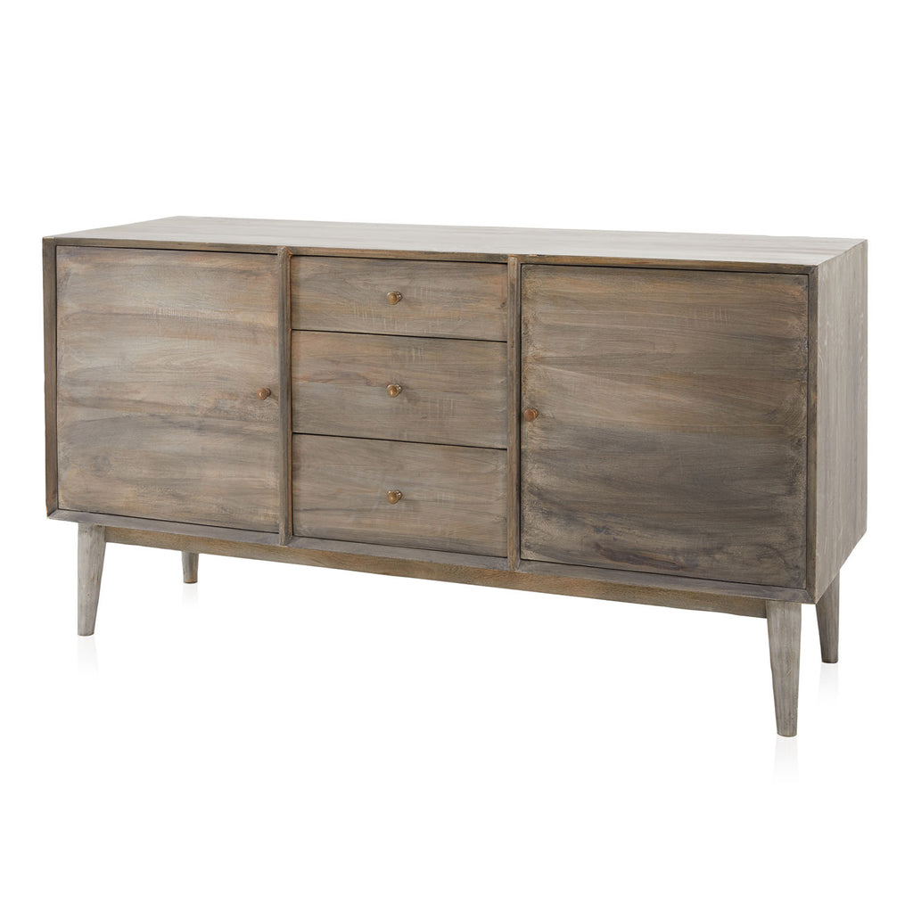 Contemporary Ash Grey Wood Credenza
