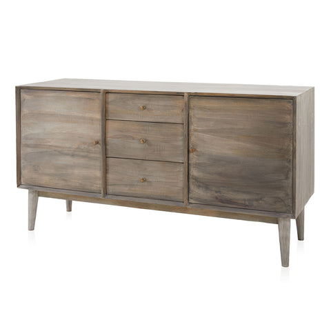 Contemporary Ash Grey Wood Credenza