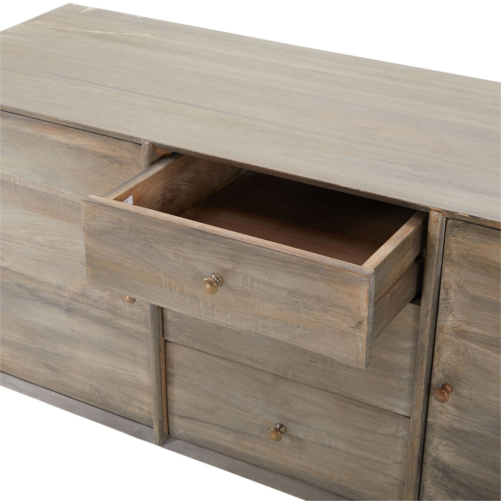 Contemporary Ash Grey Wood Credenza