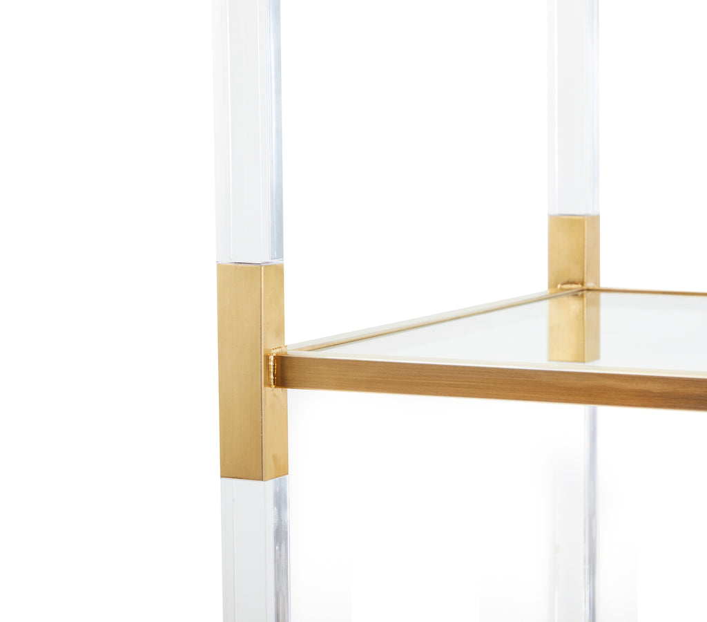 Lucite and Gold Etagere Shelving Unit