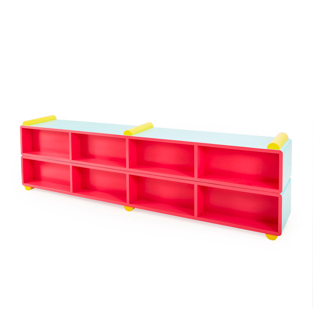 Hot Pink Memphis Style Floor Shelving Unit