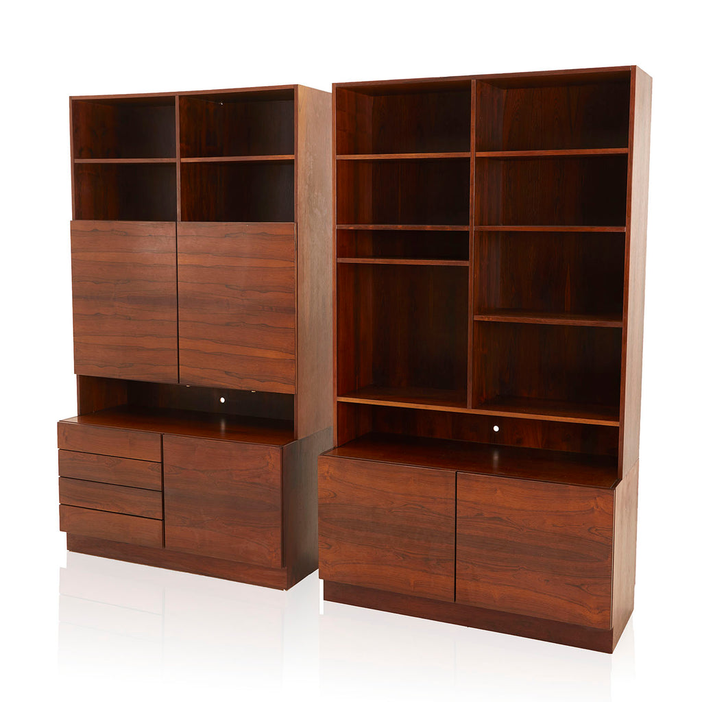 Tall Wood Bookcase Shelf Unit with Lower Cabinet