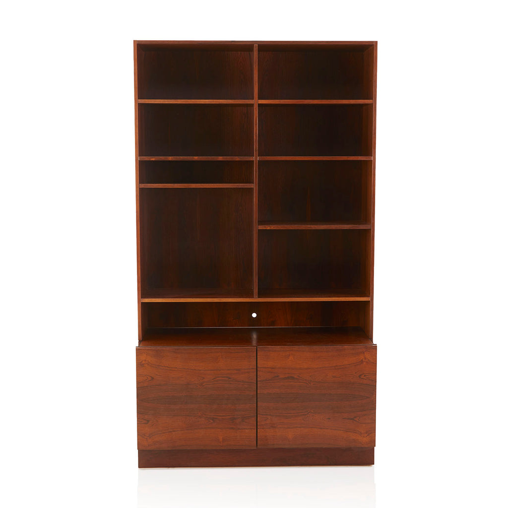 Tall Wood Bookcase Shelf Unit with Lower Cabinet