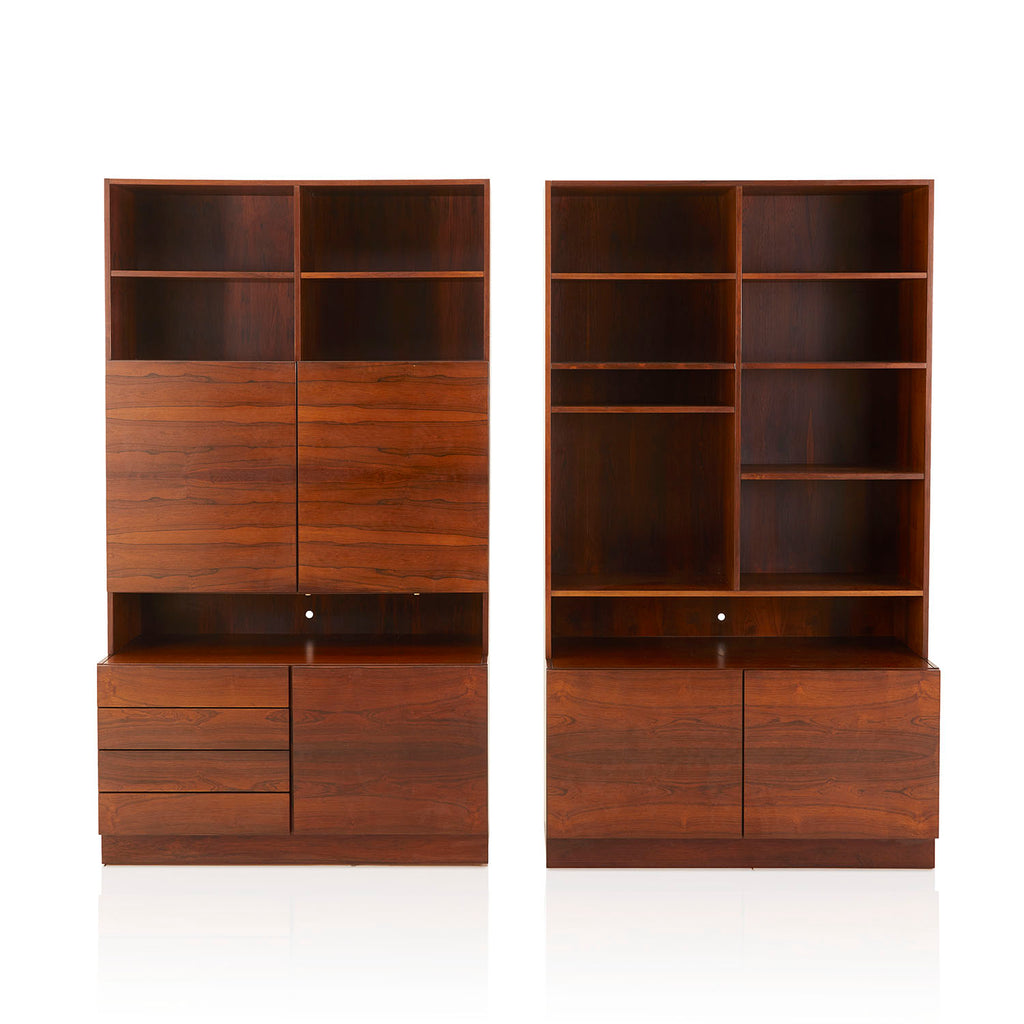 Tall Wood Bookcase Shelf Unit with Lower Cabinet