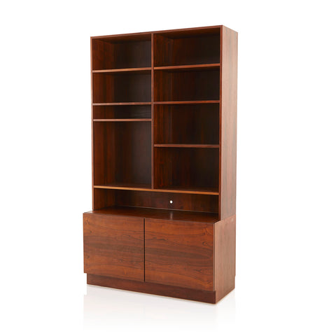 Tall Wood Bookcase Shelf Unit with Lower Cabinet