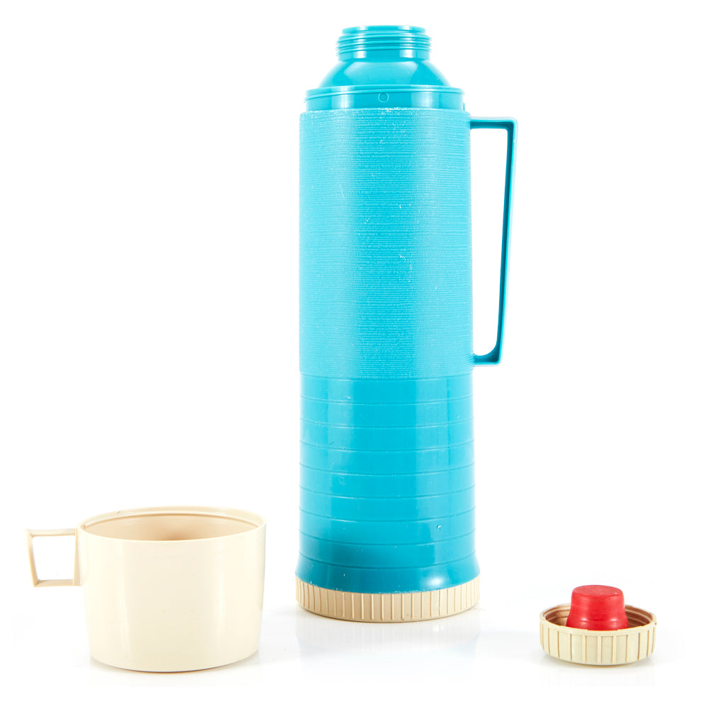 Aqua Blue and White Thermos
