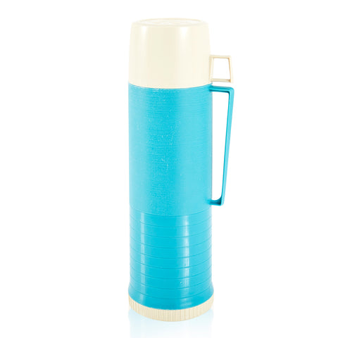 Aqua Blue and White Thermos
