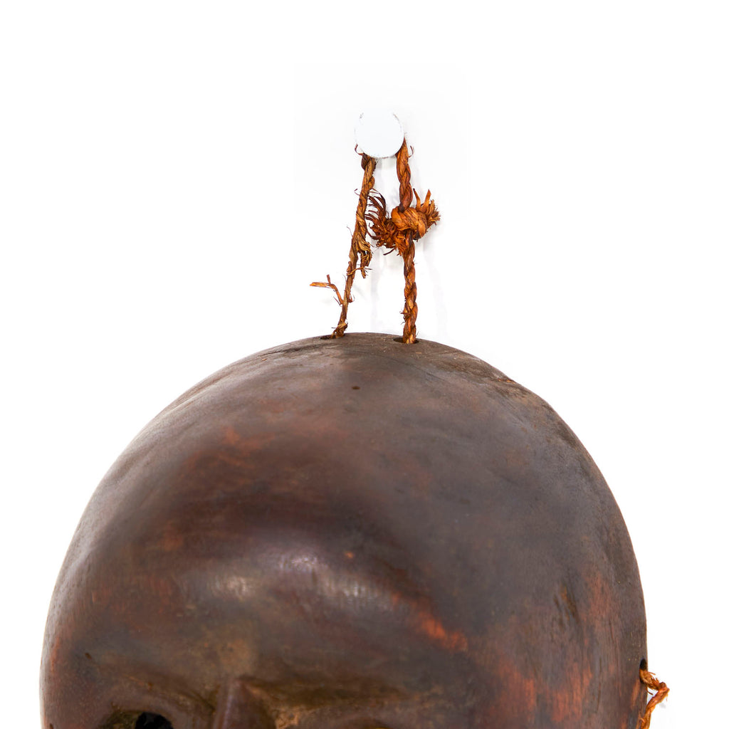 Wood Round Face and Eyes Tribal Mask