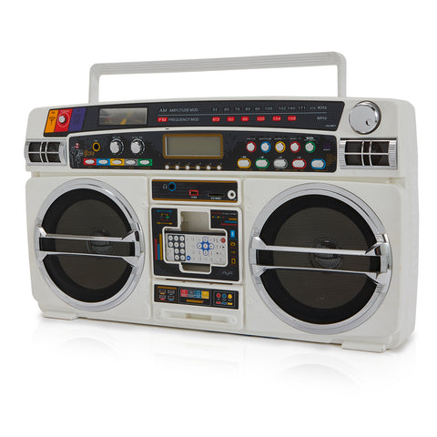 White AM/FM Digital Boombox
