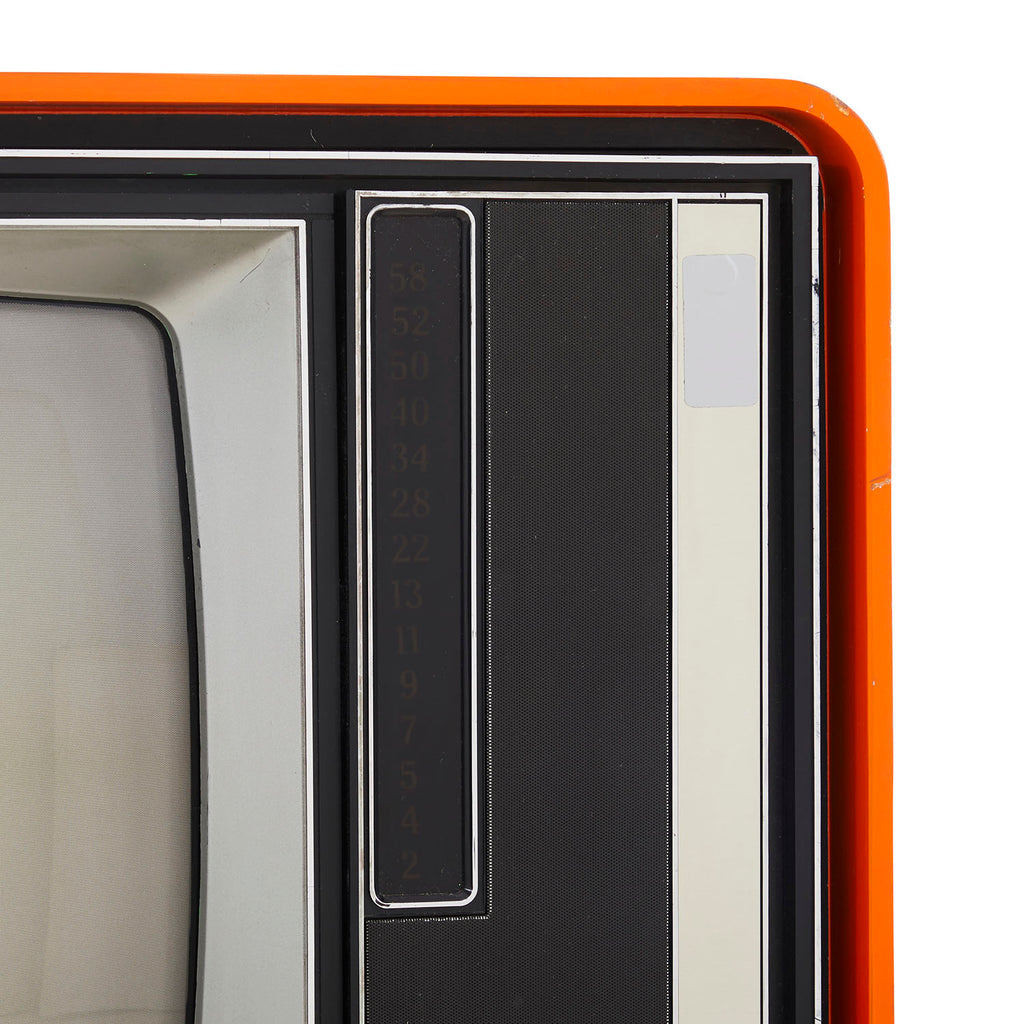 Large Orange Television Console on Stand