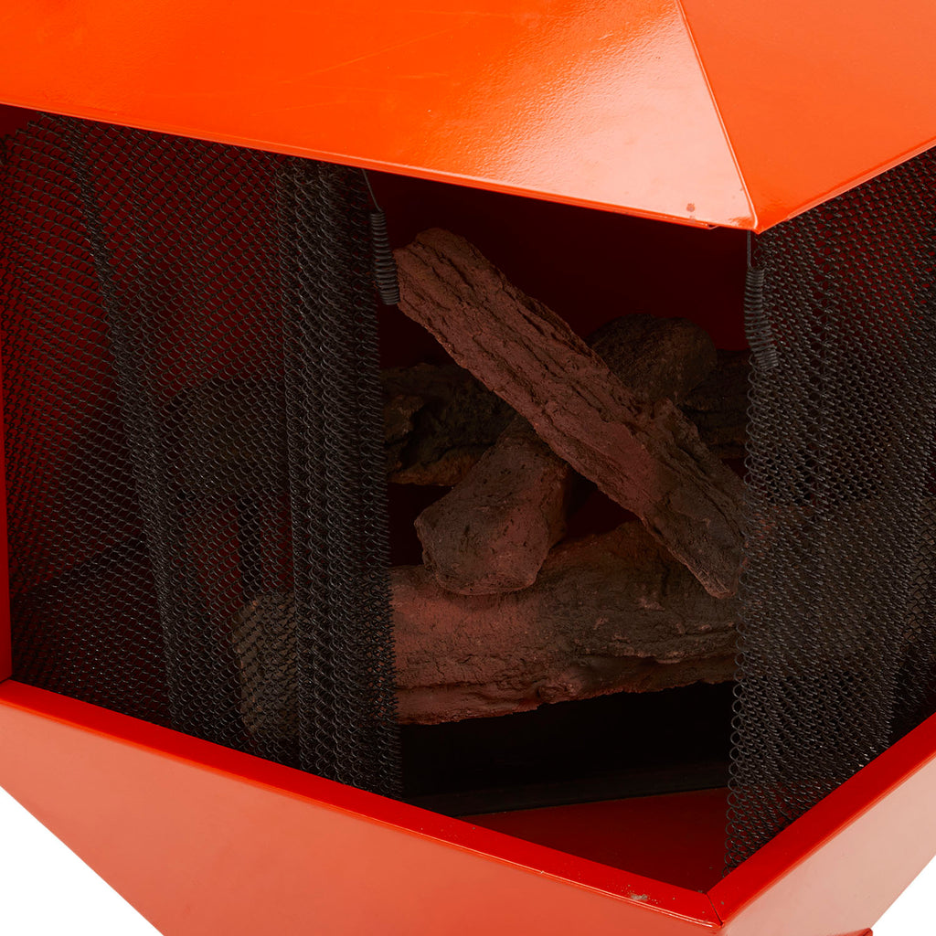 Geometric Orange MidMod Fireplace